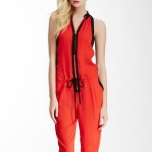 L.A.M.B. Red Silk Jumpsuit